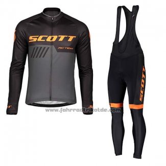 2019 Fahrradbekleidung Scott Shwarz Grau Trikot Langarm und Tragerhose