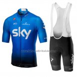 2019 Fahrradbekleidung Sky Blau Trikot Kurzarm und Tragerhose