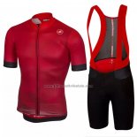 2020 Fahrradbekleidung Castelli Rot Trikot Kurzarm und Tragerhose