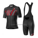 2020 Fahrradbekleidung Castelli Shwarz Grau Rot Trikot Kurzarm und Tragerhose
