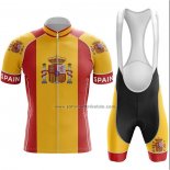 2020 Fahrradbekleidung Champion Spanien Rot Gelb Trikot Kurzarm und Tragerhose