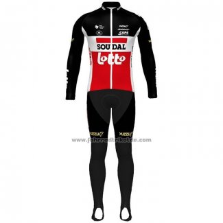 2020 Fahrradbekleidung Lotto Soudal Shwarz Wei Rot Trikot Langarm und Tragerhose(1)