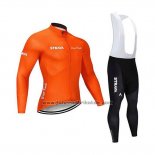 2020 Fahrradbekleidung STRAVA Orange Trikot Langarm und Tragerhose