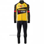 2021 Fahrradbekleidung Jumbo Visma Shwarz Gelb Trikot Langarm und Tragerhose