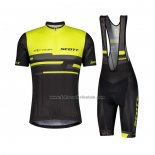 2021 Fahrradbekleidung Scott Gelb Shwarz Trikot Kurzarm und Tragerhose