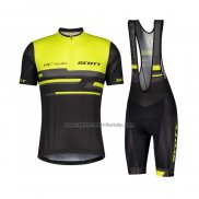 2021 Fahrradbekleidung Scott Gelb Shwarz Trikot Kurzarm und Tragerhose