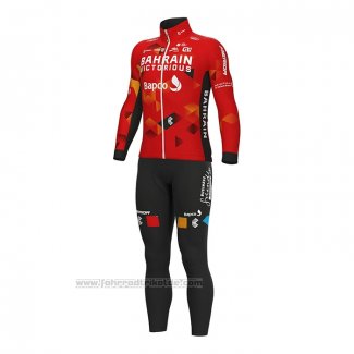 2022 Fahrradbekleidung Bahrain Victorious Rot Trikot Langarm und Tragerhose