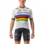 2022 Fahrradbekleidung Uci Deceuninck Quick Step Wei Trikot Kurzarm und Tragerhose