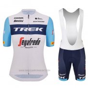 2023 Fahrradbekleidung Frau Trek Wei Hellblau Trikot Kurzarm Und Tragerhose