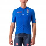 2023 Fahrradbekleidung Italien Blau Trikot Kurzarm und Tragerhose