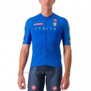 2023 Fahrradbekleidung Italien Blau Trikot Kurzarm und Tragerhose