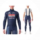 2024 Fahrradbekleidung Deceuninck Quick Step Dunkel Blau Wei Trikot Langarm Und Tragerhose