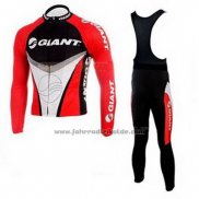 2010 Fahrradbekleidung Giant Shwarz und Rot Trikot Langarm und Tragerhose