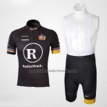 2010 Fahrradbekleidung Radioshack Shwarz und Gelb Trikot Kurzarm und Tragerhose