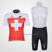 2011 Fahrradbekleidung Assos Wei und Rot Trikot Kurzarm und Tragerhose