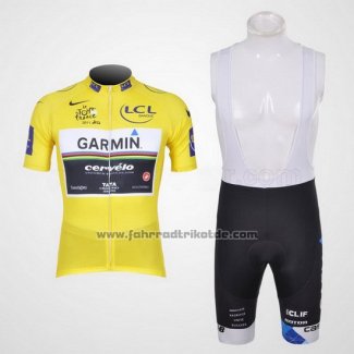 2011 Fahrradbekleidung Garmin Lider Gelb Trikot Kurzarm und Tragerhose