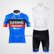 2012 Fahrradbekleidung Garmin Sharp Azurblau Trikot Kurzarm und Tragerhose