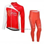 2013 Fahrradbekleidung Cofidis Rot Trikot Langarm und Tragerhose