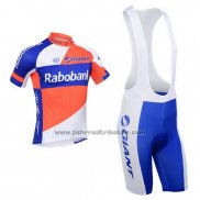 2013 Fahrradbekleidung Rabobank Blau und Wei Trikot Kurzarm und Tragerhose