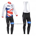 2013 Fahrradbekleidung Sky Champion Regno Unito Wei und Nosso Trikot Langarm und Tragerhose