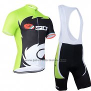 2014 Fahrradbekleidung Castelli SIDI Shwarz und Grun Trikot Kurzarm und Tragerhose