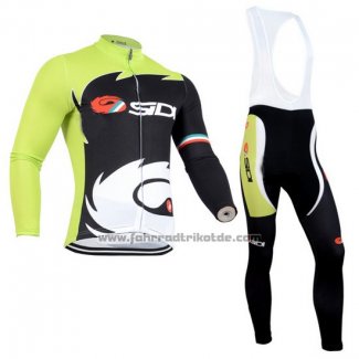 2014 Fahrradbekleidung Castelli SIDI Shwarz und Grun Trikot Langarm und Tragerhose