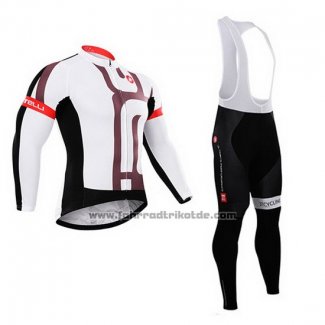 2015 Fahrradbekleidung Castelli Wei Fuchsie Trikot Langarm und Tragerhose