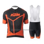 2015 Fahrradbekleidung Ktm Orange und Shwarz Trikot Kurzarm und Tragerhose