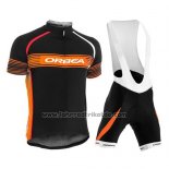 2015 Fahrradbekleidung Orbea Shwarz und Orange Trikot Kurzarm und Tragerhose