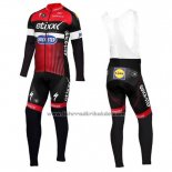 2016 Fahrradbekleidung Etixx Quick Step Rot und Shwarz Trikot Langarm und Tragerhose