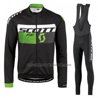 2016 Fahrradbekleidung Scott Grun und Shwarz Trikot Langarm und Tragerhose