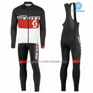 2016 Fahrradbekleidung Scott Shwarz und Rot Trikot Langarm und Tragerhose