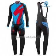 2016 Fahrradbekleidung Specialized Shwarz und Blau Trikot Langarm und Tragerhose