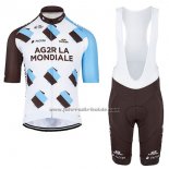 2017 Fahrradbekleidung Ag2r Braun und Wei Trikot Kurzarm und Tragerhose