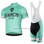 2017 Fahrradbekleidung Bianchi Milano Pride Grun Trikot Kurzarm und Tragerhose