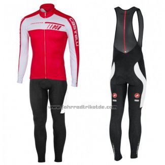 2017 Fahrradbekleidung Castelli Wei und Rot Trikot Langarm und Tragerhose