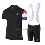 2017 Fahrradbekleidung Coq Sportif Tour de France Shwarz Trikot Kurzarm und Tragerhose