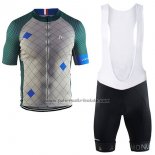 2017 Fahrradbekleidung Craft Monuments Silber und Grun Trikot Kurzarm und Tragerhose