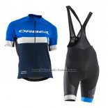 2017 Fahrradbekleidung Frau Orbea Shwarz und Blau Trikot Kurzarm und Tragerhose