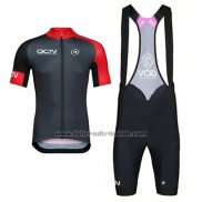 2017 Fahrradbekleidung GCN Shwarz und Rot Trikot Kurzarm und Tragerhose