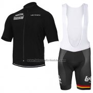 2017 Fahrradbekleidung Lotto Soudal Shwarz Trikot Kurzarm und Tragerhose