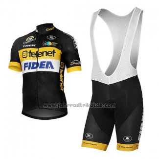 2017 Fahrradbekleidung Telenet Fidea Lions Shwarz Trikot Kurzarm und Tragerhose