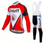 2017 Fahrradbekleidung Tinkoff Rot Trikot Langarm und Tragerhose