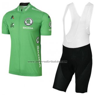 2017 Fahrradbekleidung Tour de France Grun Trikot Kurzarm und Tragerhose