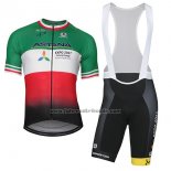 2018 Fahrradbekleidung Astana Champion Italien Trikot Kurzarm und Tragerhose