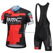 2018 Fahrradbekleidung BMC Rot Shwarz Trikot Kurzarm und Tragerhose