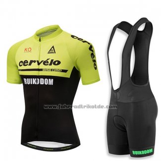 2018 Fahrradbekleidung Cervelo Grun und Shwarz Trikot Kurzarm und Tragerhose