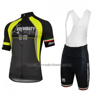 2018 Fahrradbekleidung Lungomare Shwarz und Gelb Trikot Kurzarm und Tragerhose