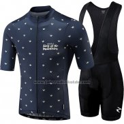 2018 Fahrradbekleidung Morvelo Dunkel Blau Trikot Kurzarm und Tragerhose