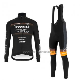 2018 Fahrradbekleidung Trek Selle San Marco Shwarz Trikot Langarm und Tragerhose